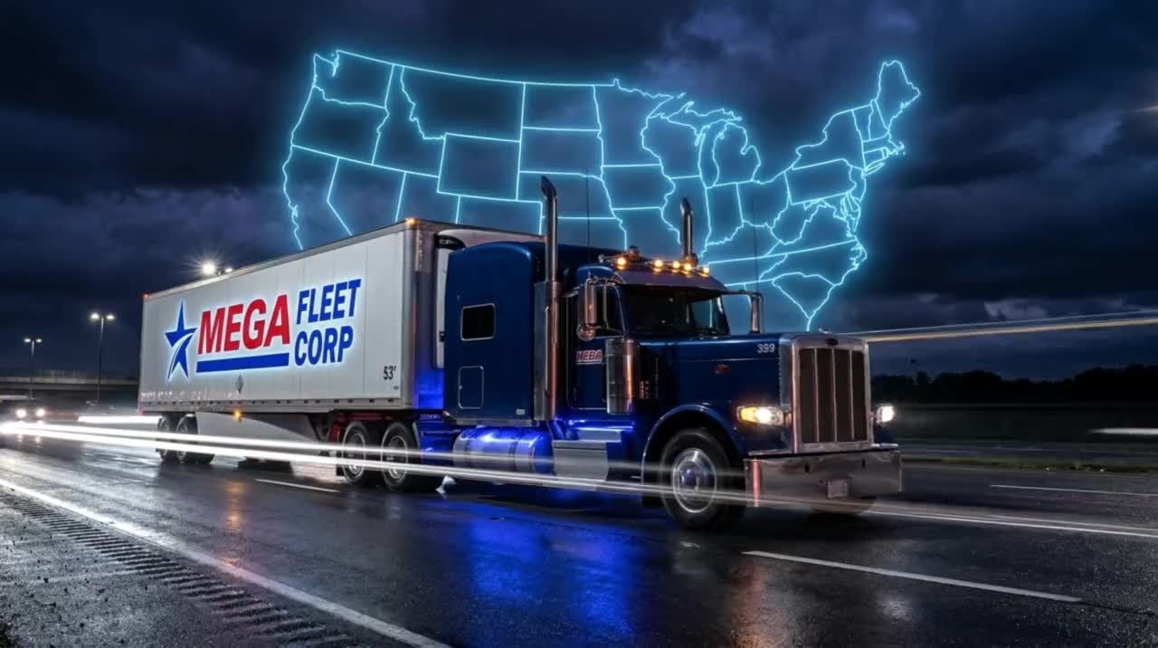 MegaFleet Corp 18-wheeler driving across America